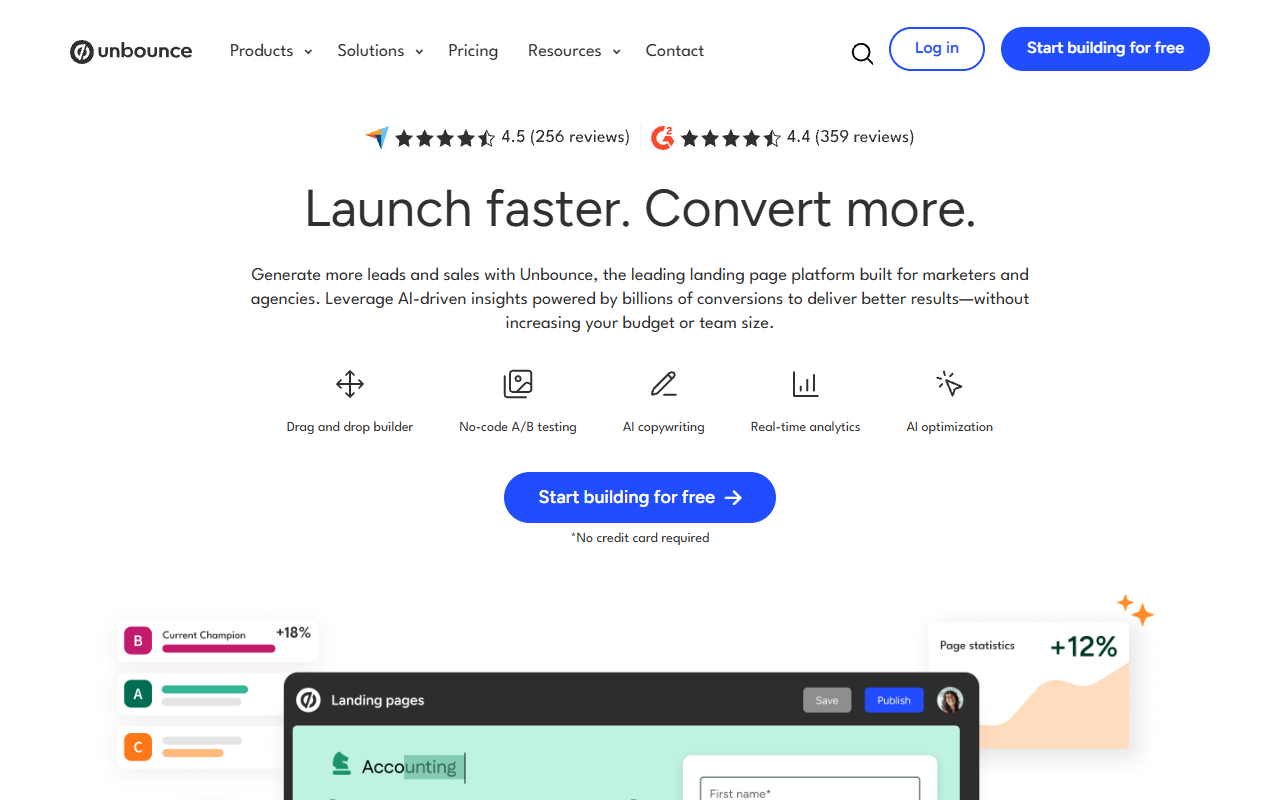 Unbounce screenshot