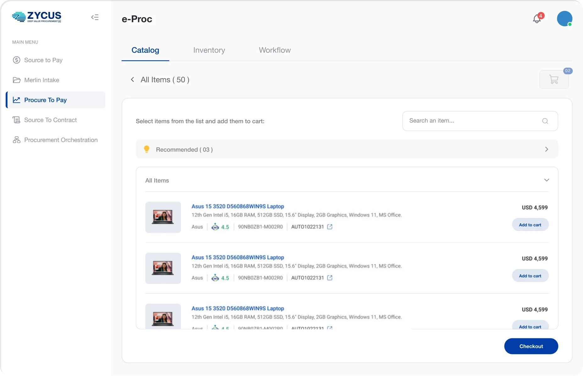 Zycus Source-to-Pay (S2P) Suite screenshot