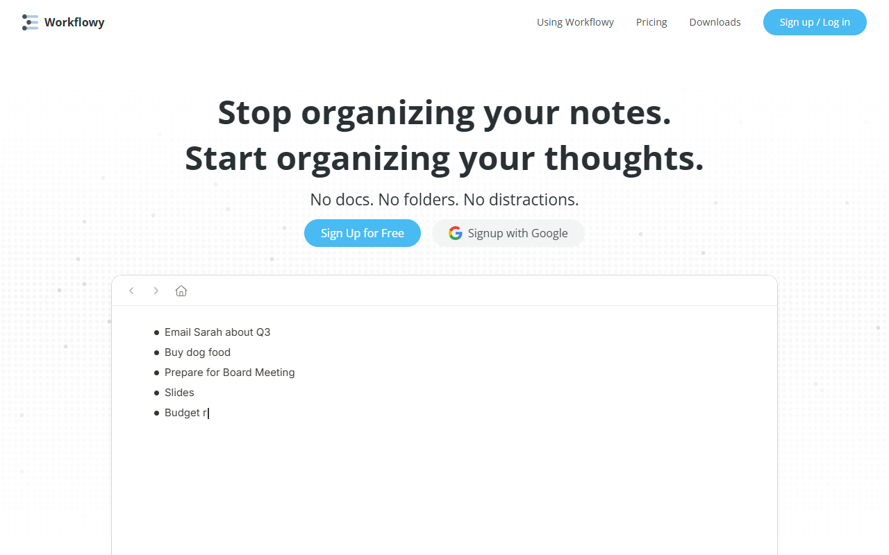 Workflowy AI screenshot