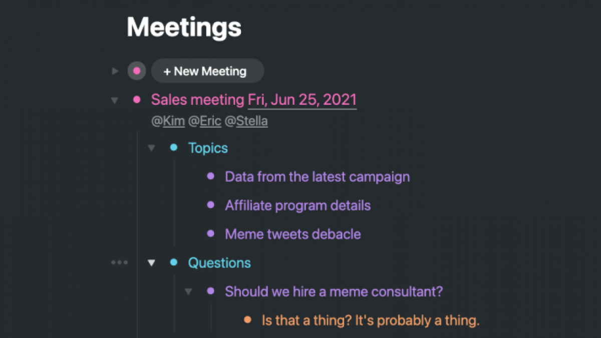 Workflowy screenshot