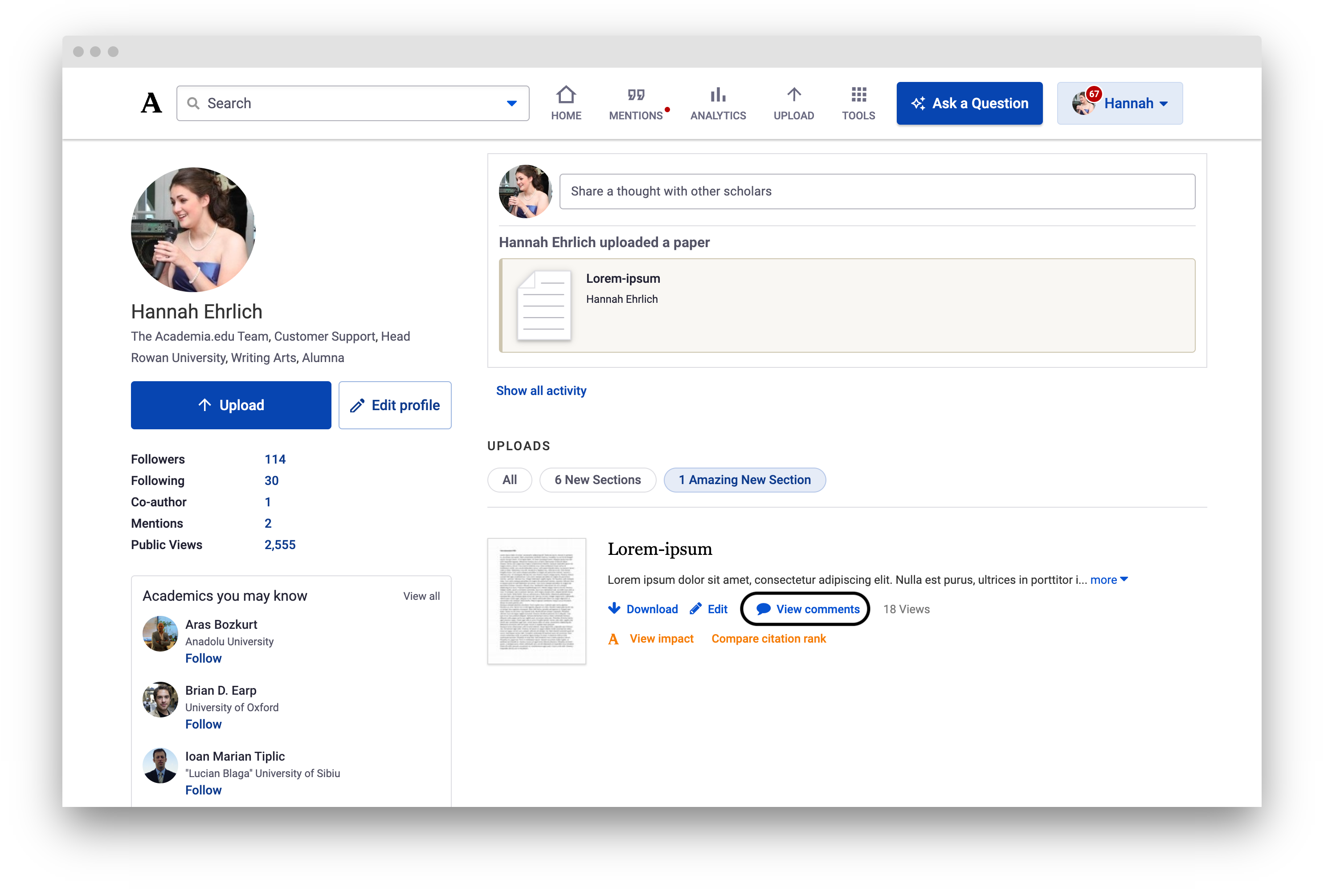 Academia.edu screenshot