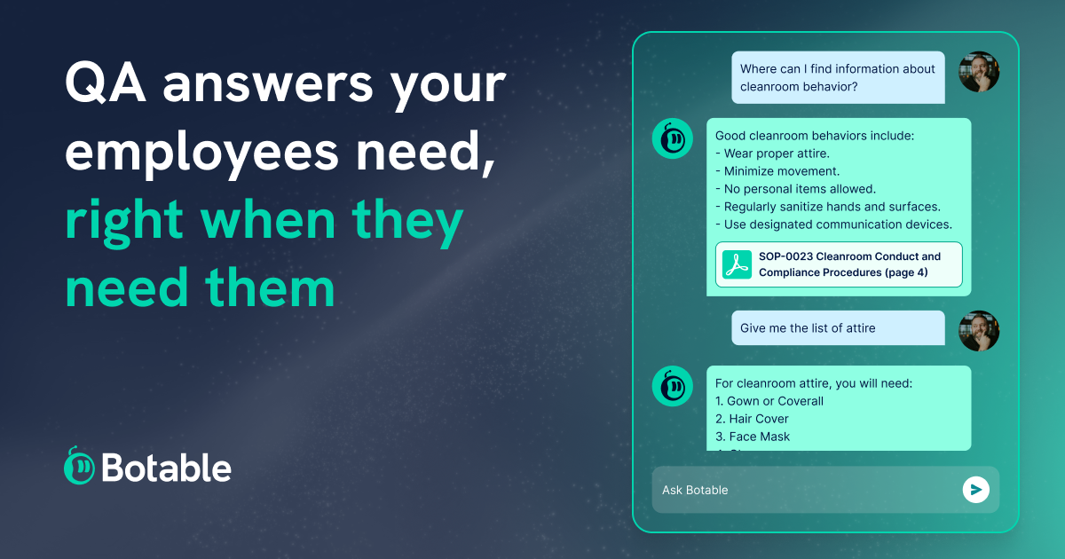 Botable AI Chatbot for Quality Assurance screenshot