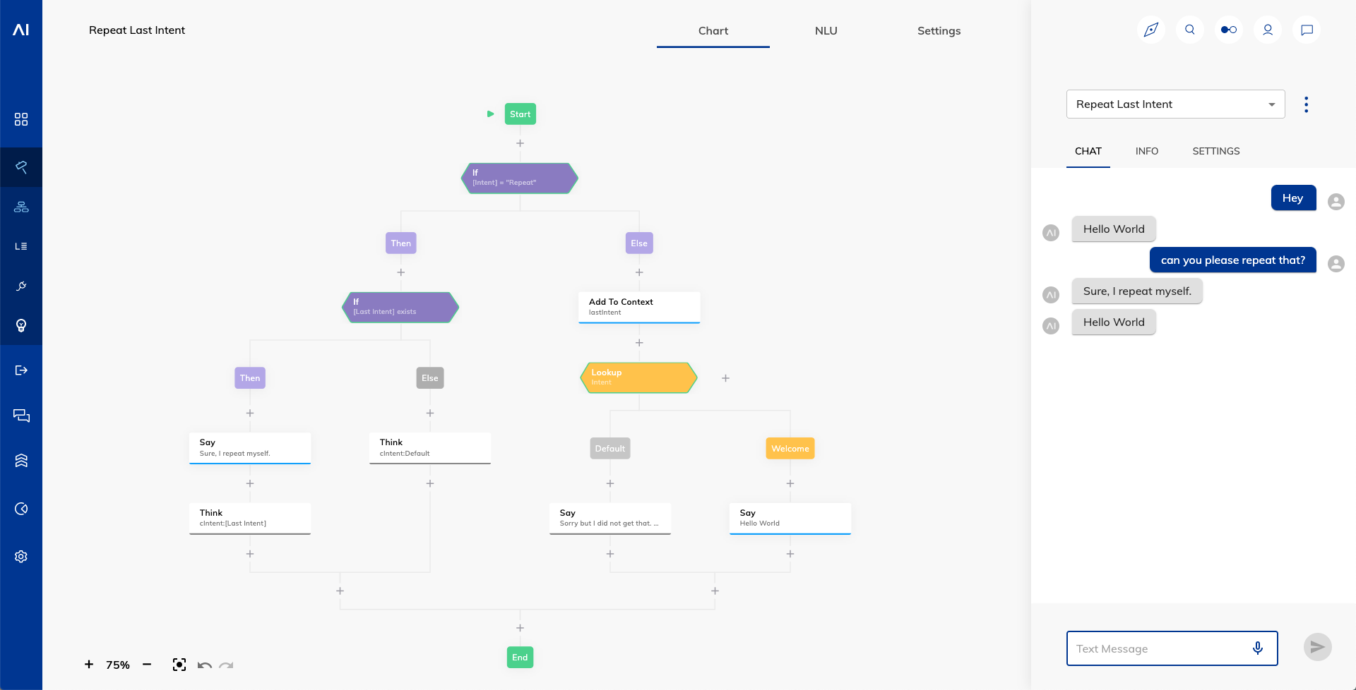 Cognigy Simulator screenshot