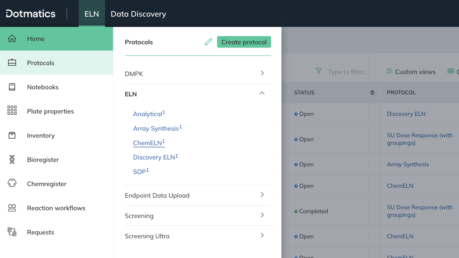 Dotmatics ELN & Data Discovery screenshot