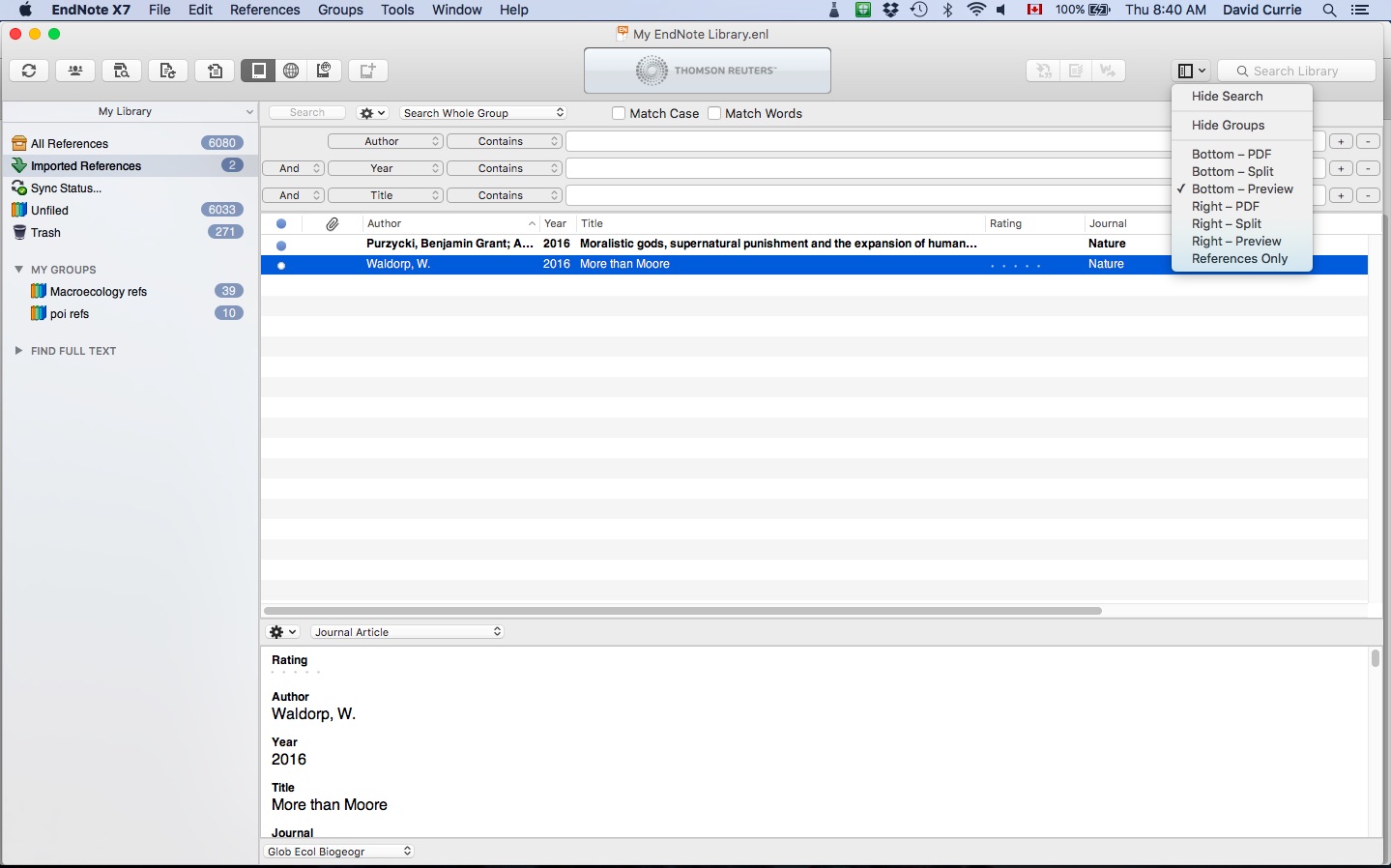 EndNote screenshot