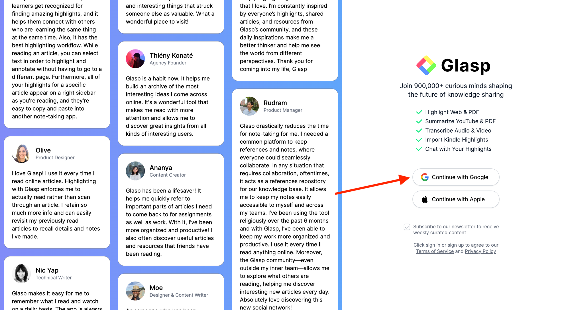 Glasp screenshot