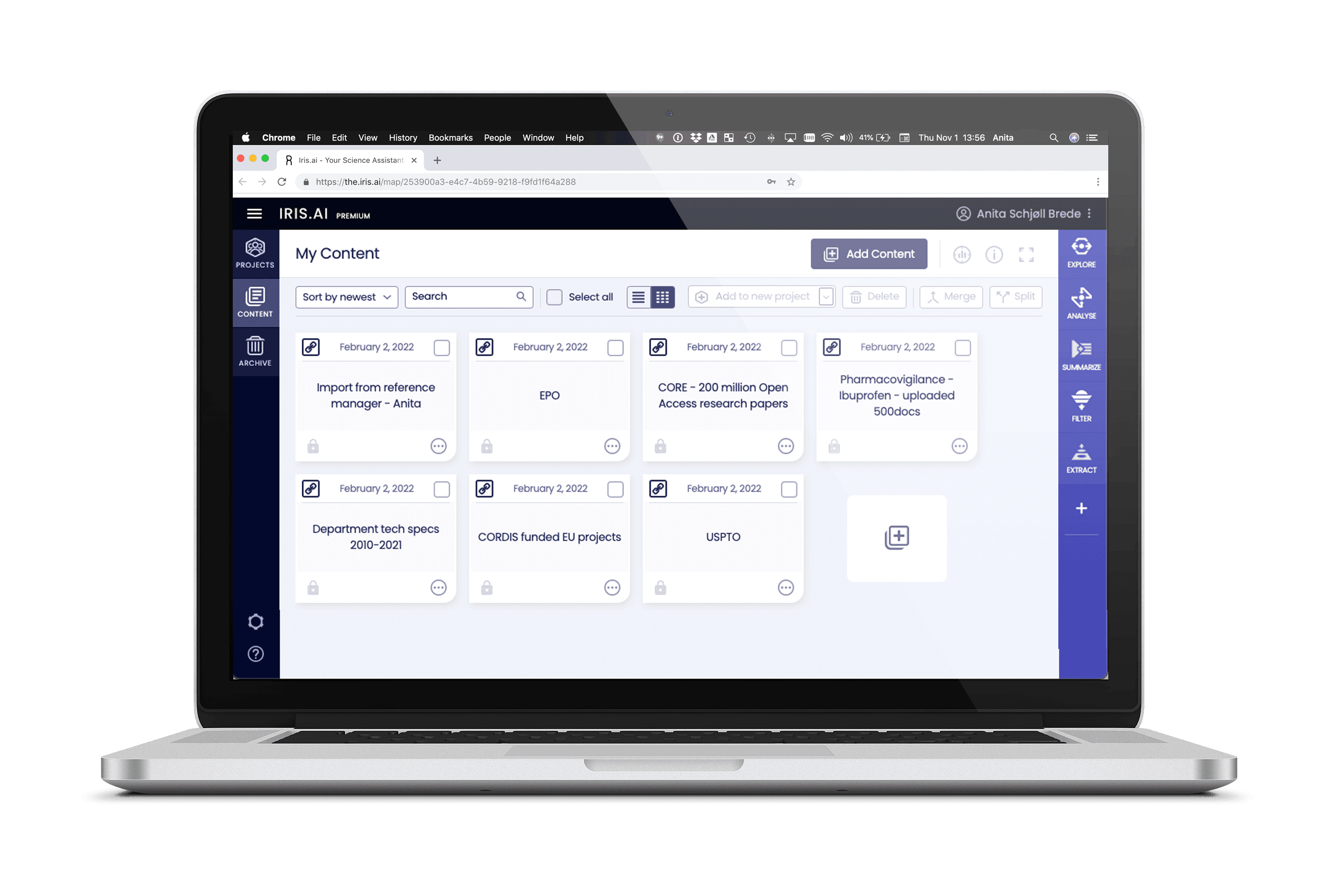 Iris.ai Researcher Workspace screenshot