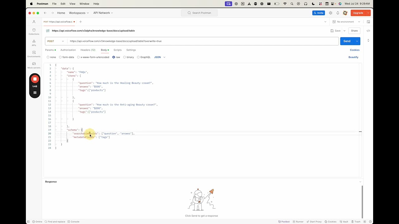Knowledge Base (RAG) API screenshot