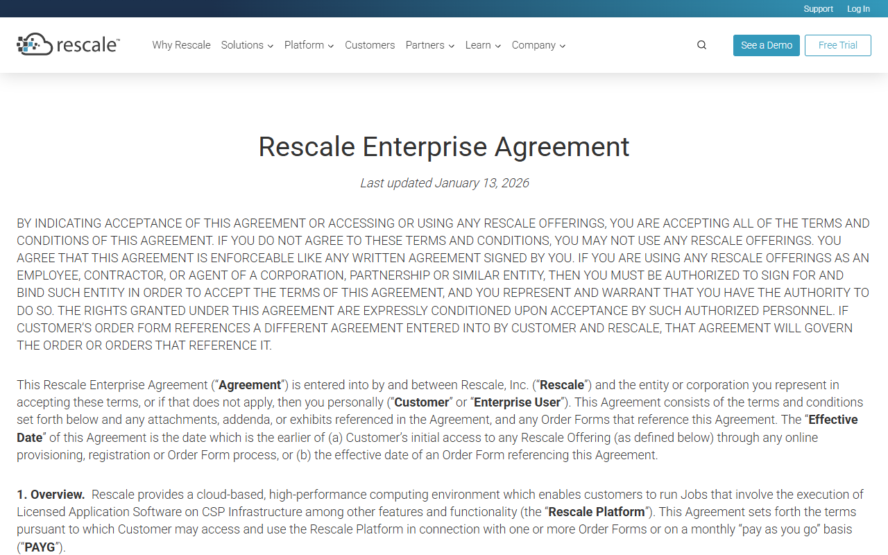 Rescale Platform screenshot