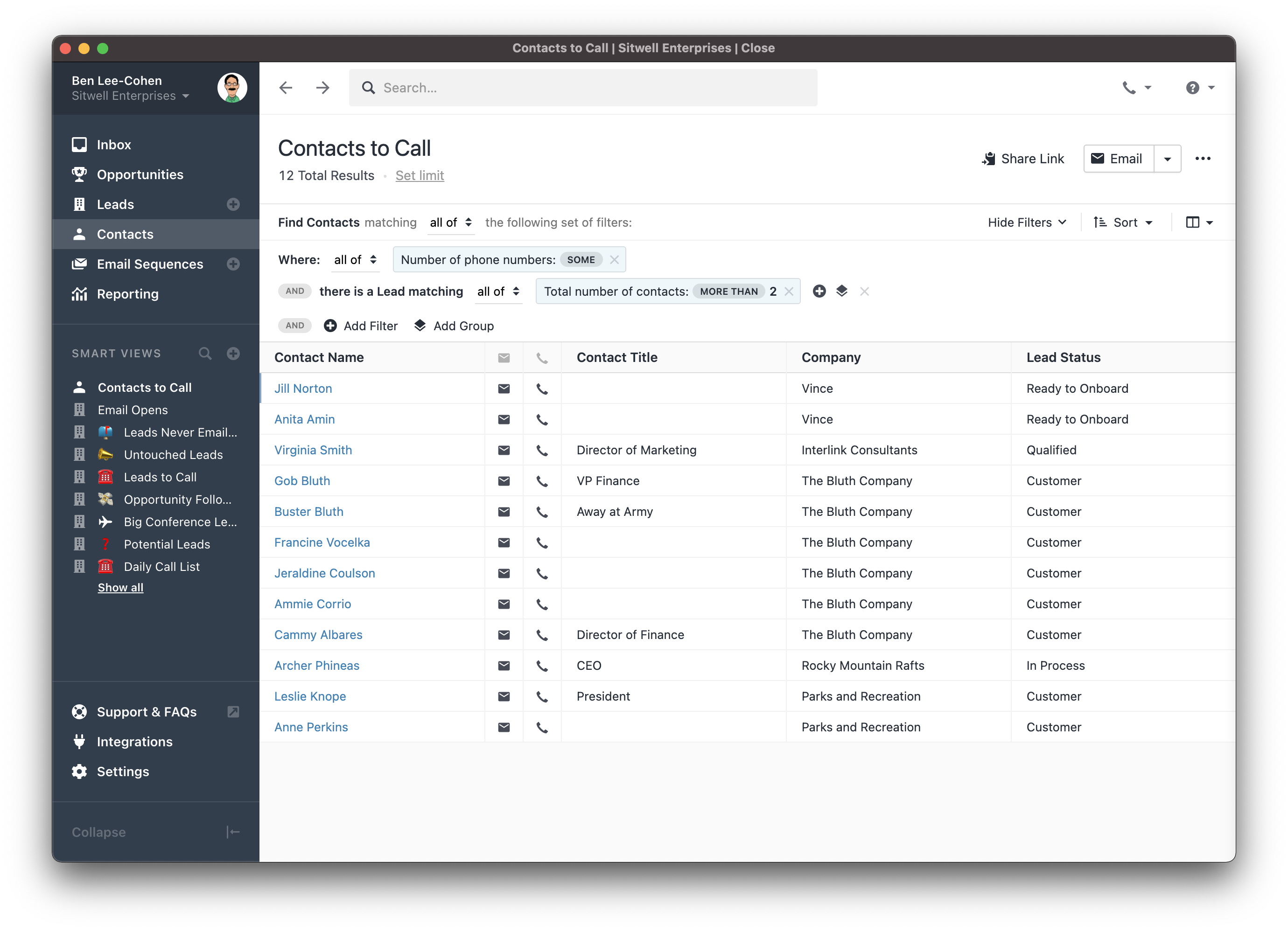 Close CRM screenshot