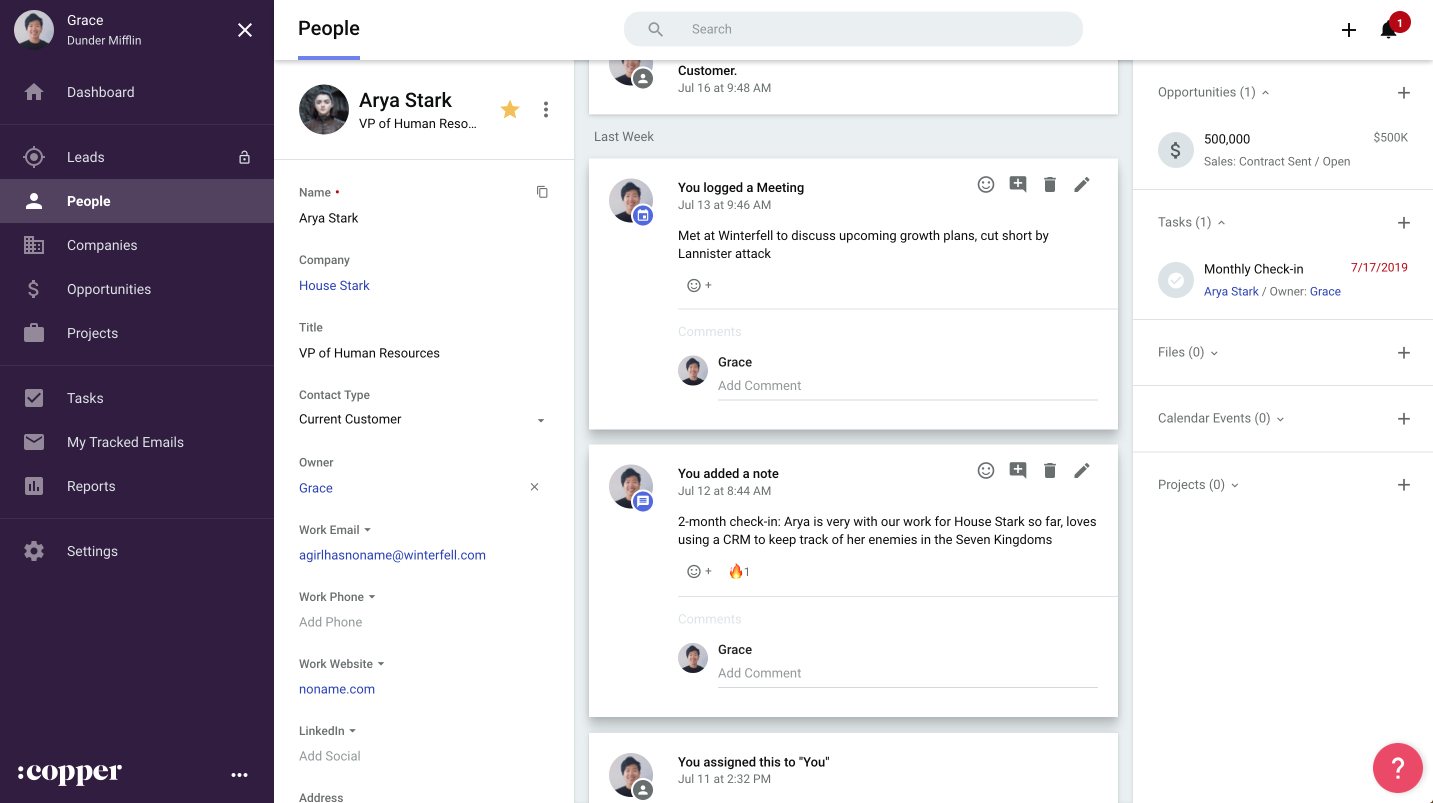 Copper CRM screenshot