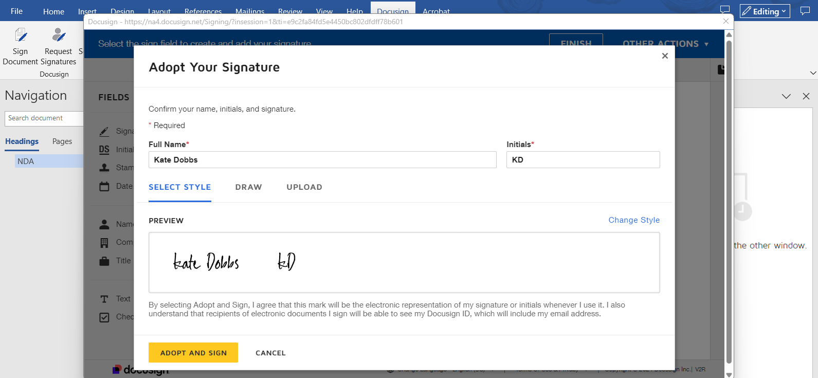 DocuSign screenshot