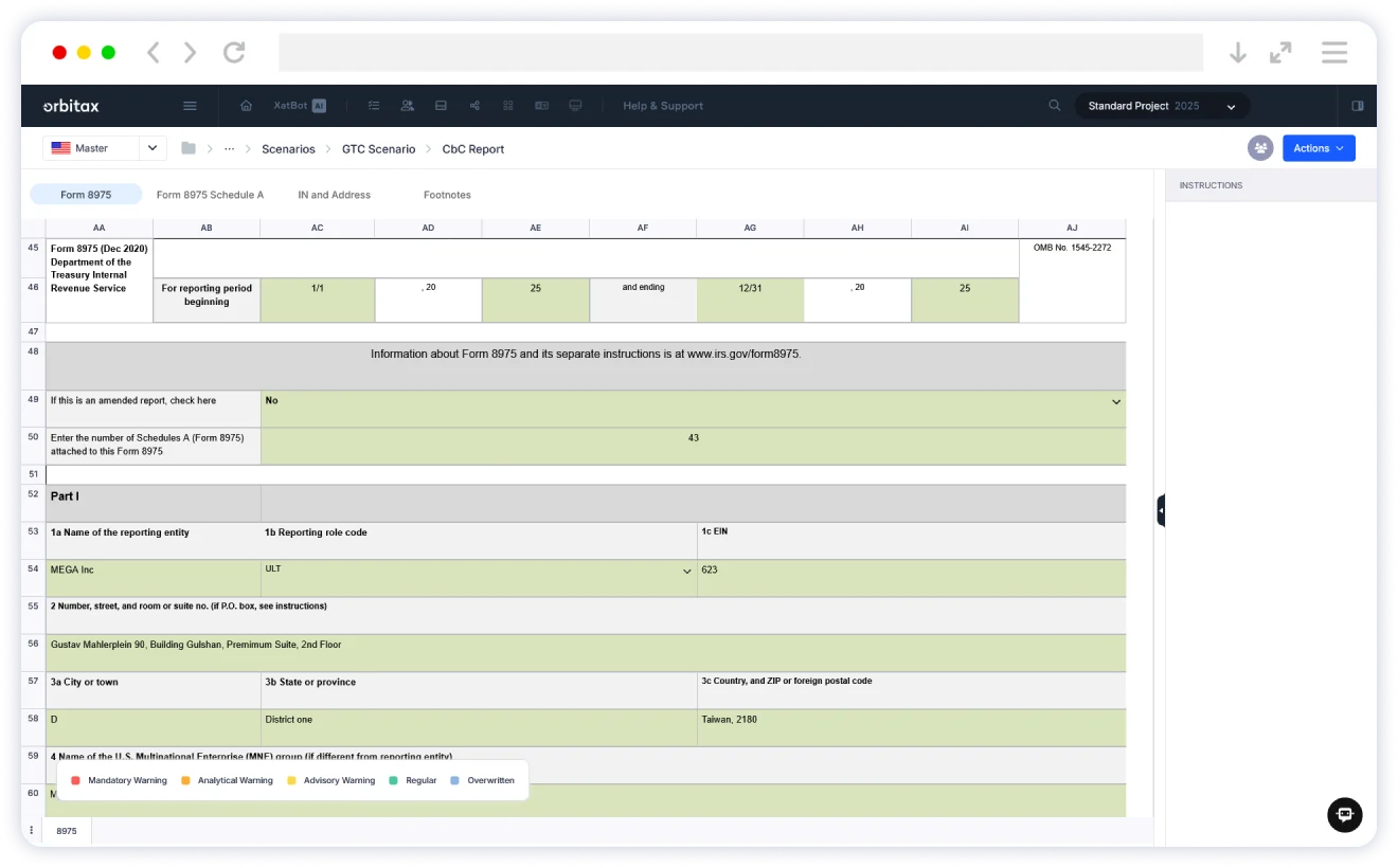 FATCA/CRS Reporting screenshot