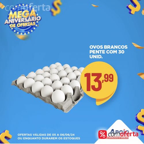 Ovos Brancos Pente 30 Unidades