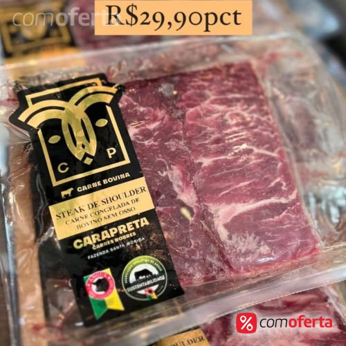 Raquete Shoulder Steak Bovino Angus Cara Preta Pct