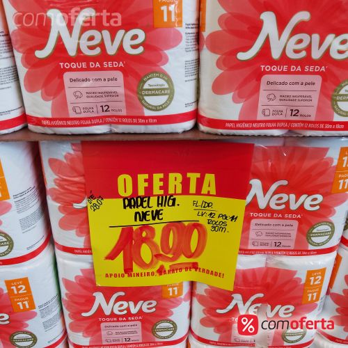 Papel Higiênico Neve 30m 12 Rolos Folha Dupla