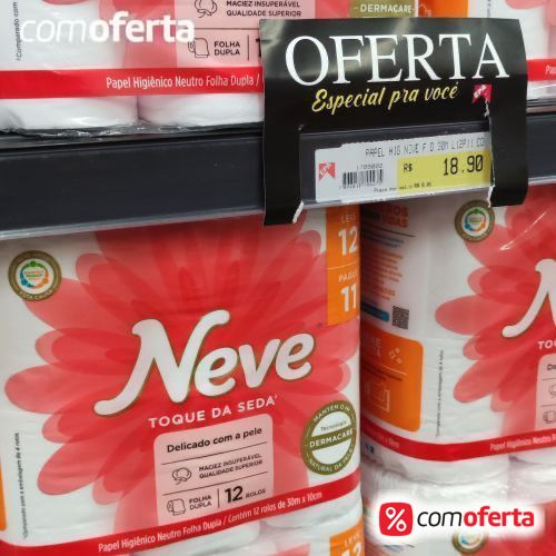 Papel Higiênico Neve 30m 12 Rolos Folha Dupla