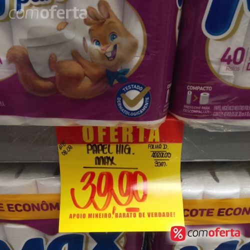 Papel Higiênico Max Pure 30m Folha Dupla 40 unid.