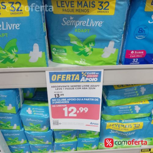 Absorvente Sempre Livre com Abas leve 32 pague 24