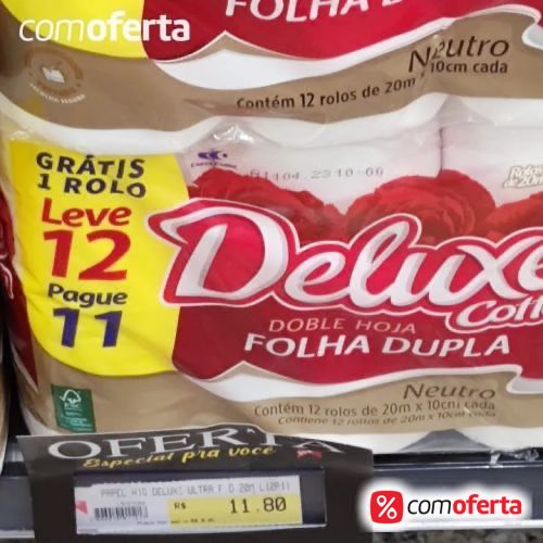 Papel Higiênico Deluxe - Folha Dupla - 20m - Leve 12 Pague 11