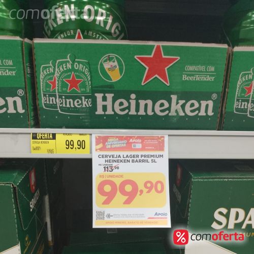 Barril Cerveja Heineken com 5 Litros