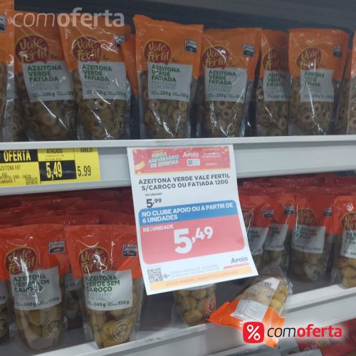 Azeitona Verde em Conserva Fatiada Vale Fértil Sachê 120g