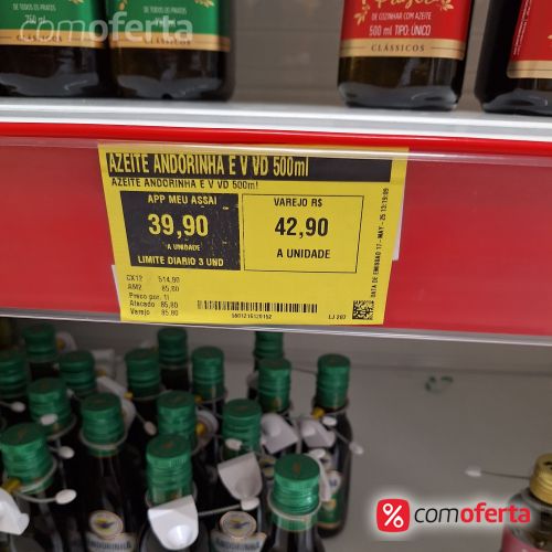 Azeite Português de Oliva Andorinha Extra Virgem 500ml