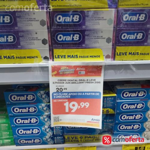 Creme Dental Oral B 3D White 70g com 3 unid