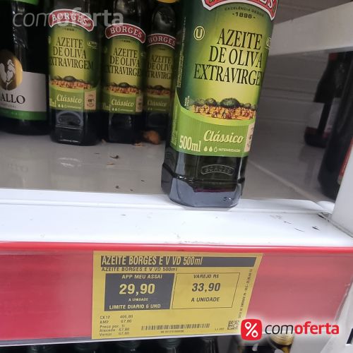 Azeite Espanhol de Oliva Extra Virgem Borges Vidro 500ml