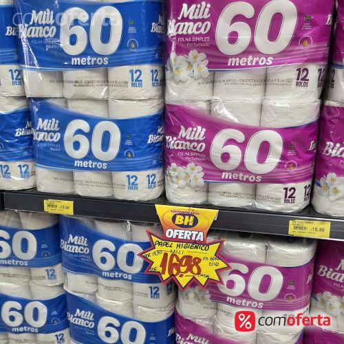 Papel Higiênico Mili Bianco 60 Metros Leve 12 Pague 11