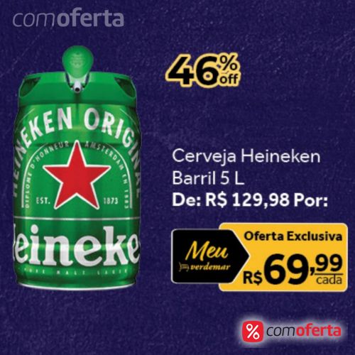 Barril Cerveja Heineken com 5 Litros