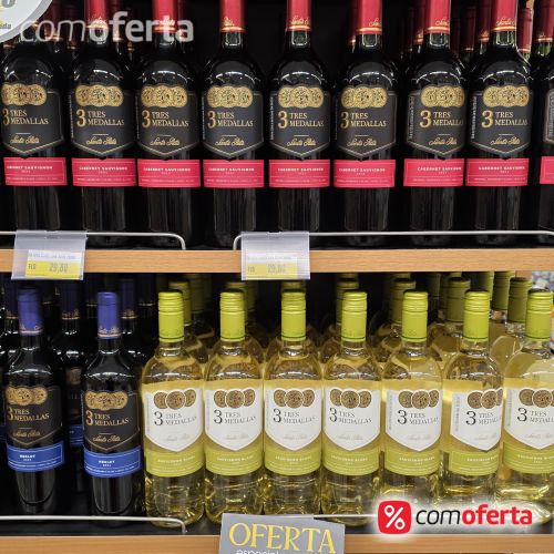 Vinho Chileno Três Medallas Santa Rita Garrafa 750ml