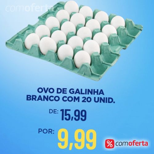 Ovos Brancos Pente 20 Unidades
