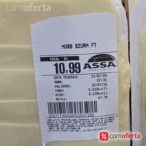 Queijo Mussarela Fatiada Kg
