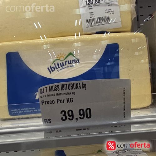 Queijo Mussarela Peça Pedaço Kg