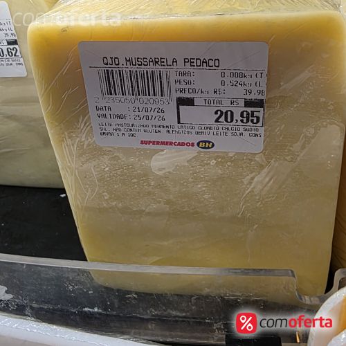 Queijo Mussarela Peça Pedaço Kg