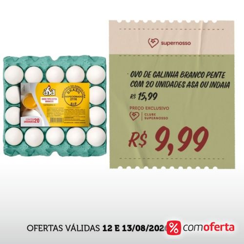 Ovos Brancos Pente 20 Unidades
