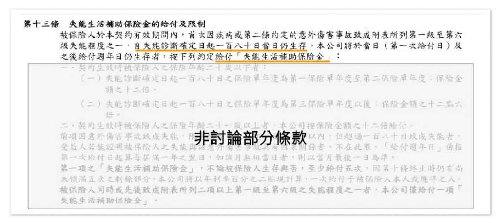 失能扶助保險金_條款_example-disability-insurance-guaranteed-benefits