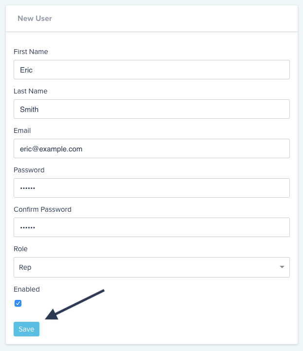 Compass software UI save new user