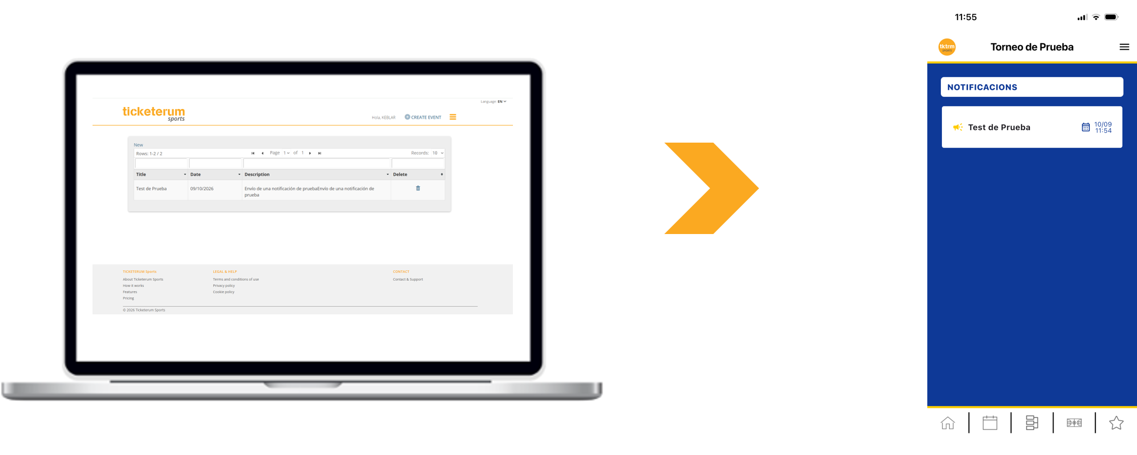 Gestión de notificaciones desde el backoffice y recepción en la App.