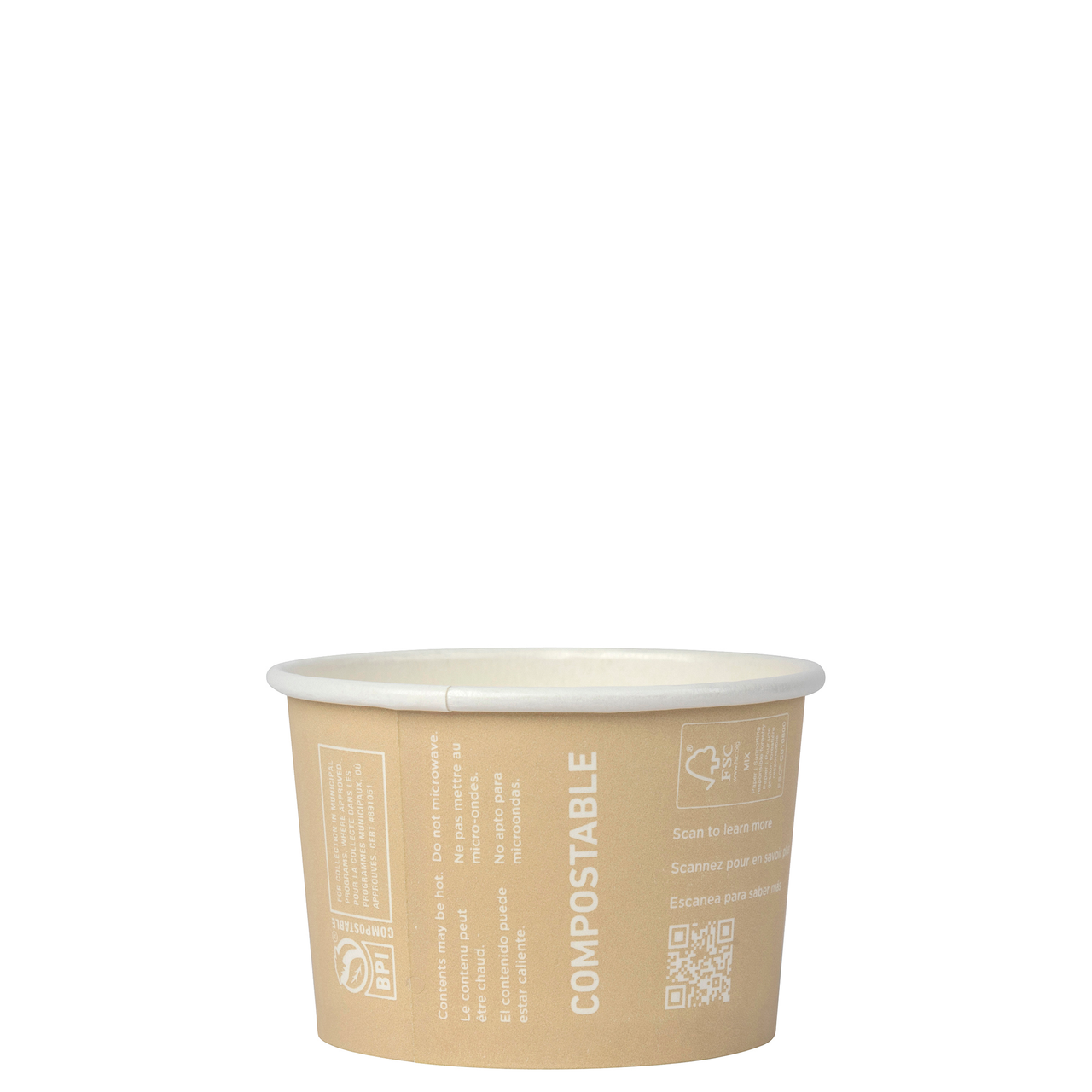World Art Renewable & Compostable Paper Food Container - 4oz. — view 2