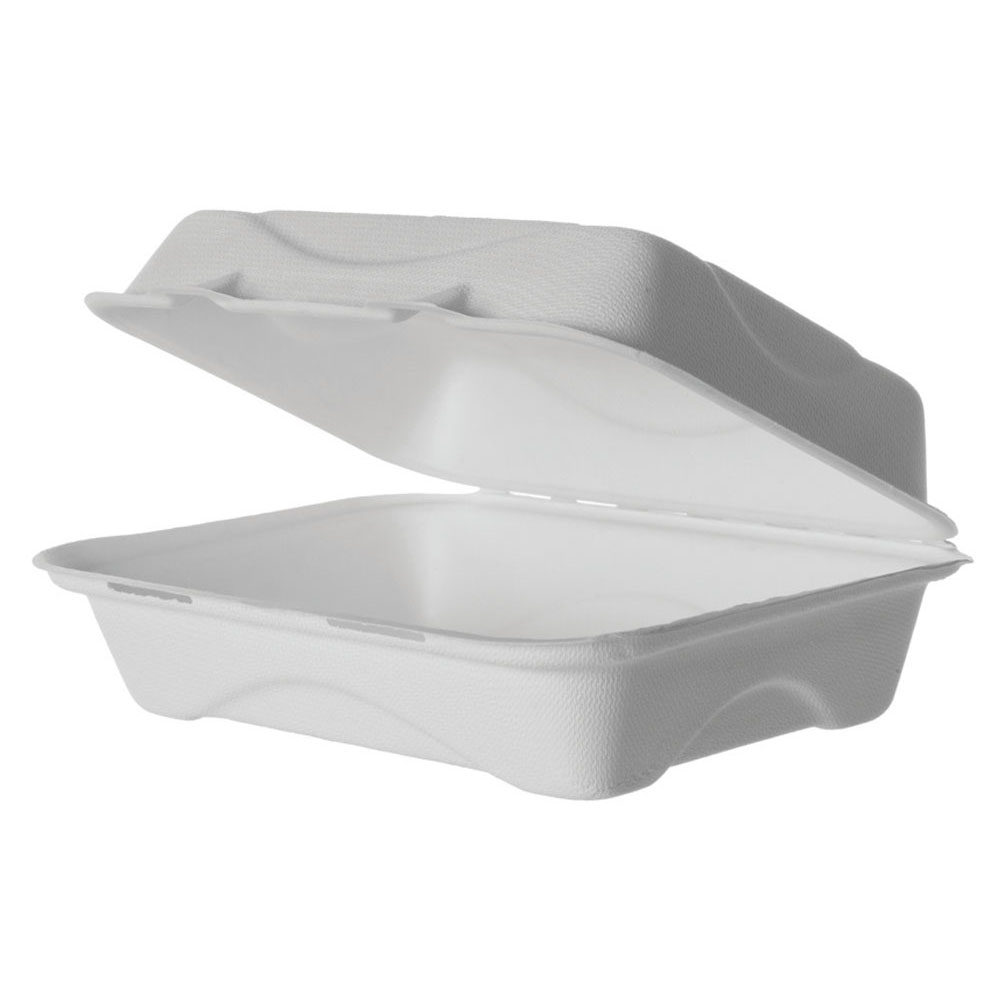Vanguard™ Renewable & Compostable Sugarcane Clamshells - 9in x 6in x 3in — view 2