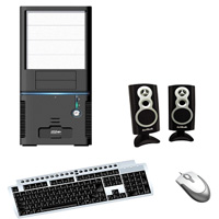 KIT-KME 6467 GABINETE+TECLADO+MOUSE+BOCINAS NEGRO