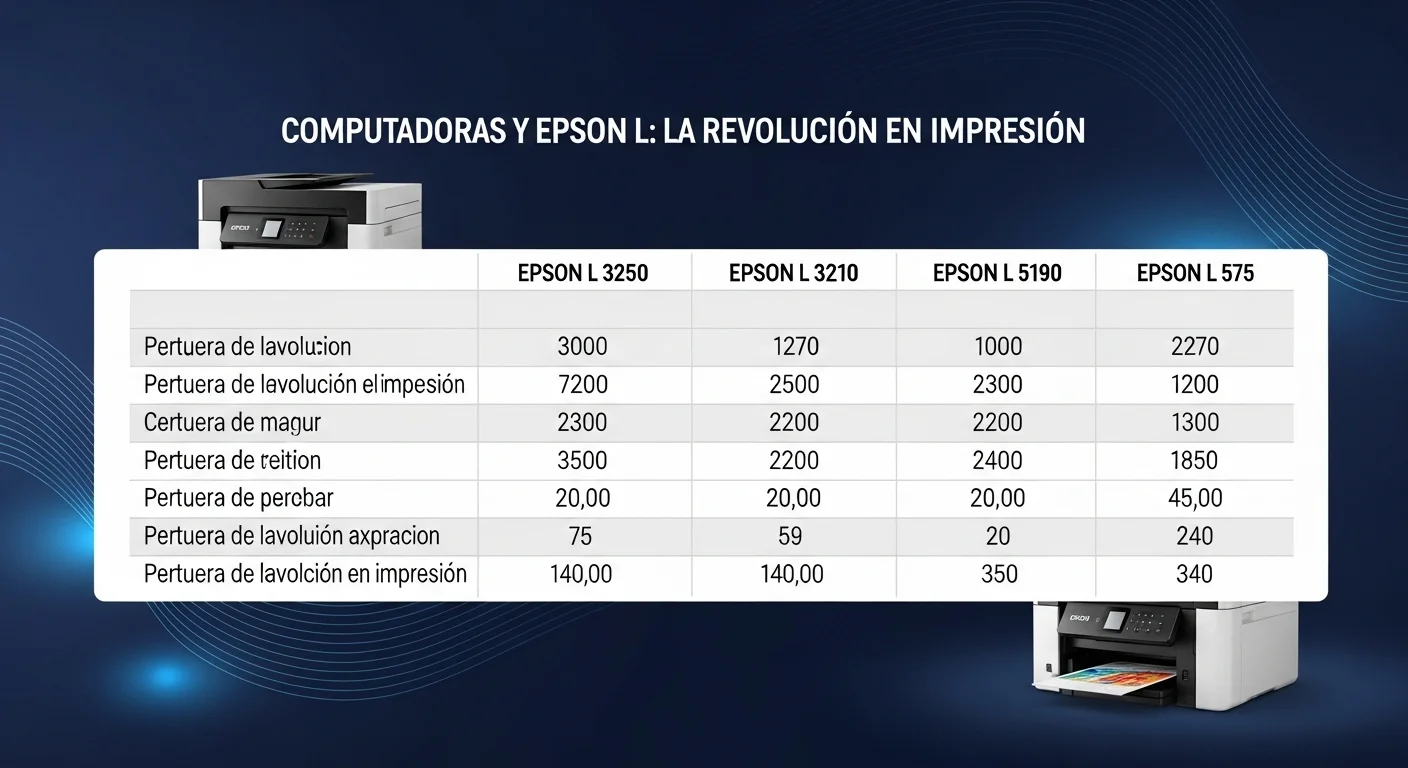 Tabla comparativa de características entre la impresora epson l 3250, impresora epson l 3210, epson l 5190 y epson l 575.