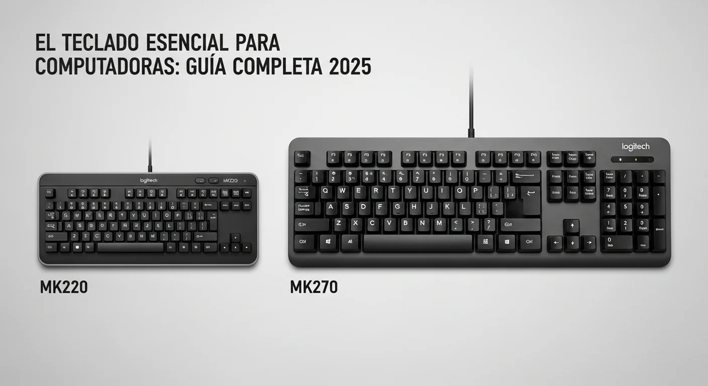 Comparativa lado a lado del teclado compacto Logitech MK220 y el teclado de tamaño completo Logitech MK270, ambos con layout en español.