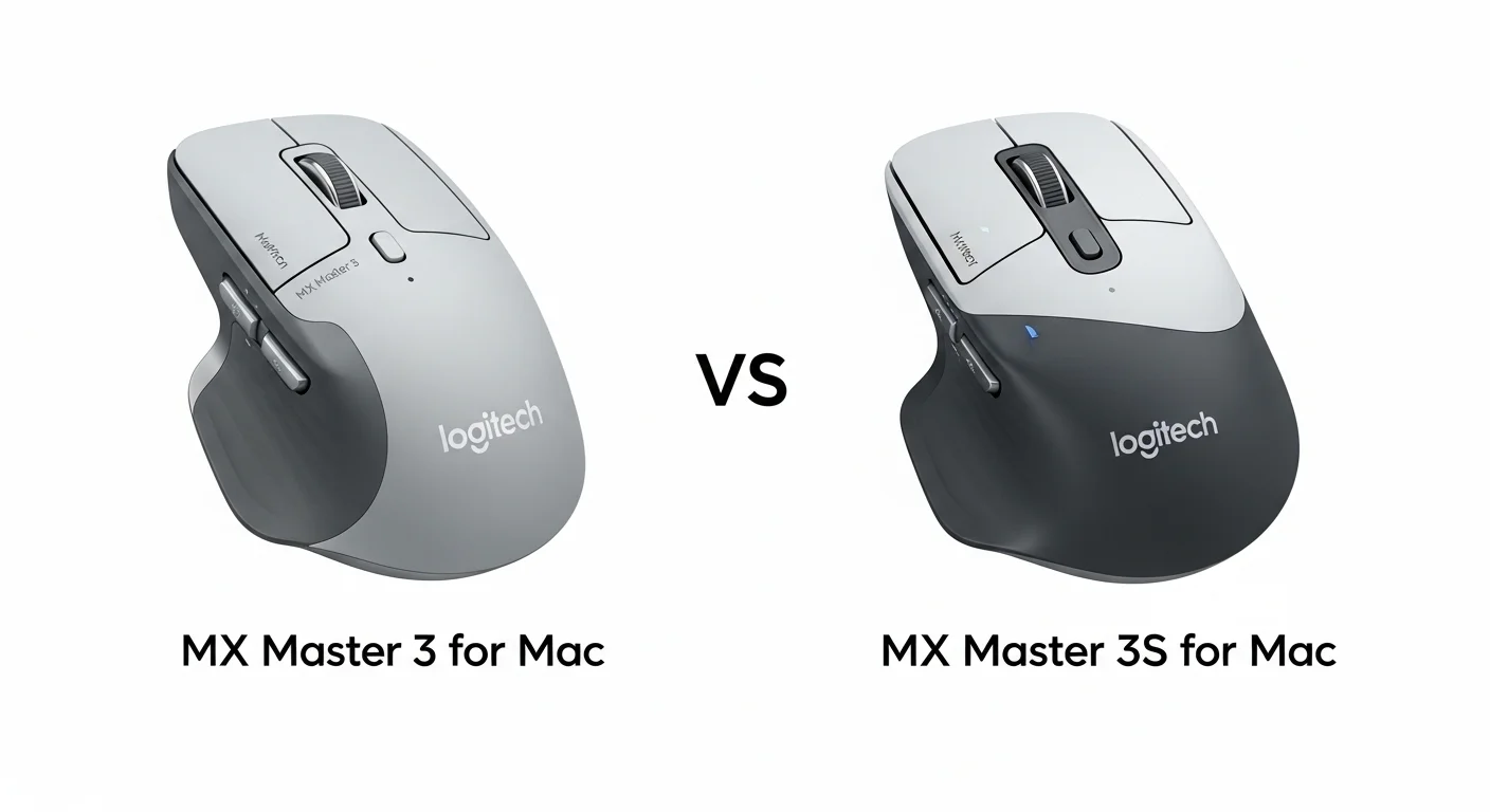 Comparativa lado a lado de los mouses Logitech MX Master 3 para Mac y MX Master 3S para Mac.