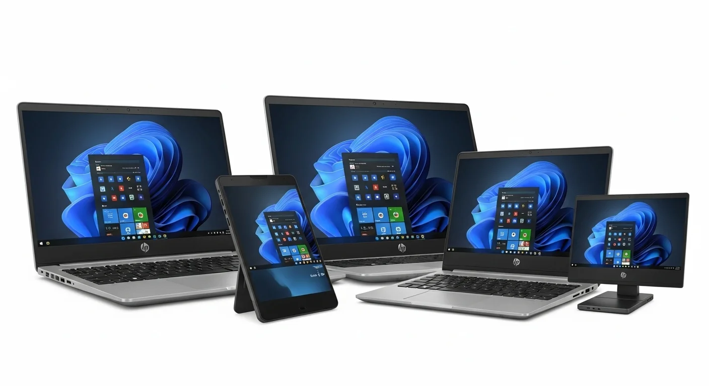 Vista de los diferentes tamaños de las computadoras HP Envy, incluyendo los modelos de 14, 15 y 17 pulgadas, destacando su versatilidad.