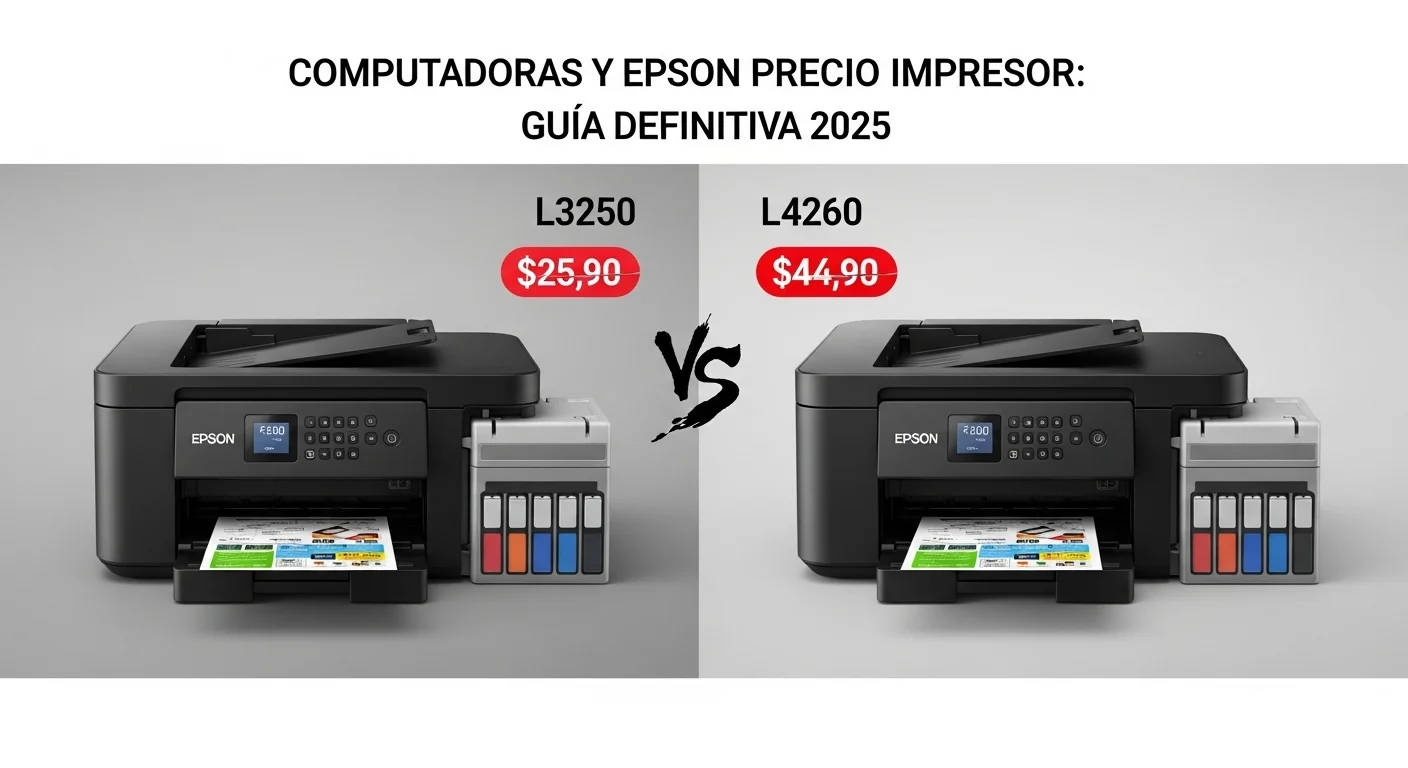 Comparativa lado a lado de la impresora Epson L3250 y la L4260, destacando sus diferencias y precios
