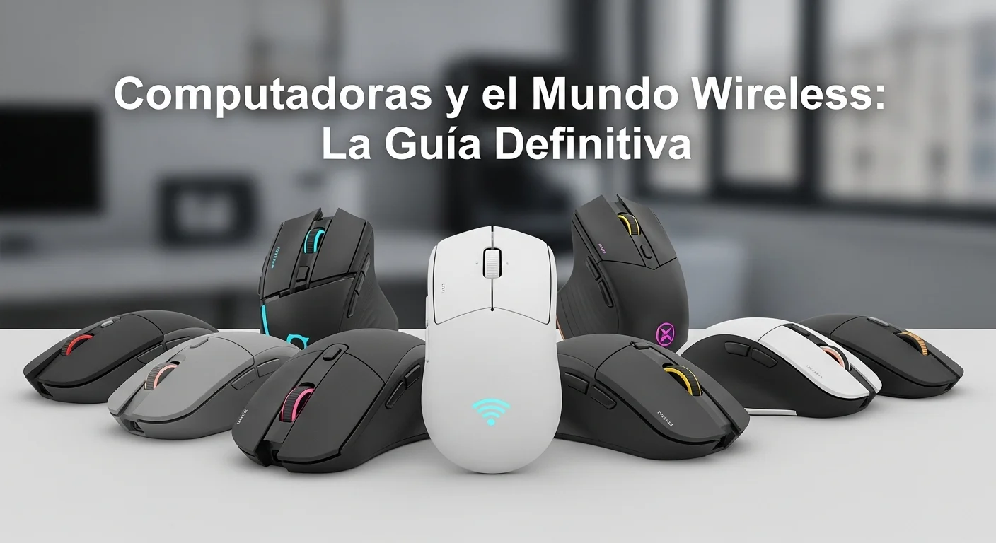 Comparativa de varios ratones inalámbricos, incluyendo modelos para gaming y oficina, destacando la diversidad de la tecnología wireless.
