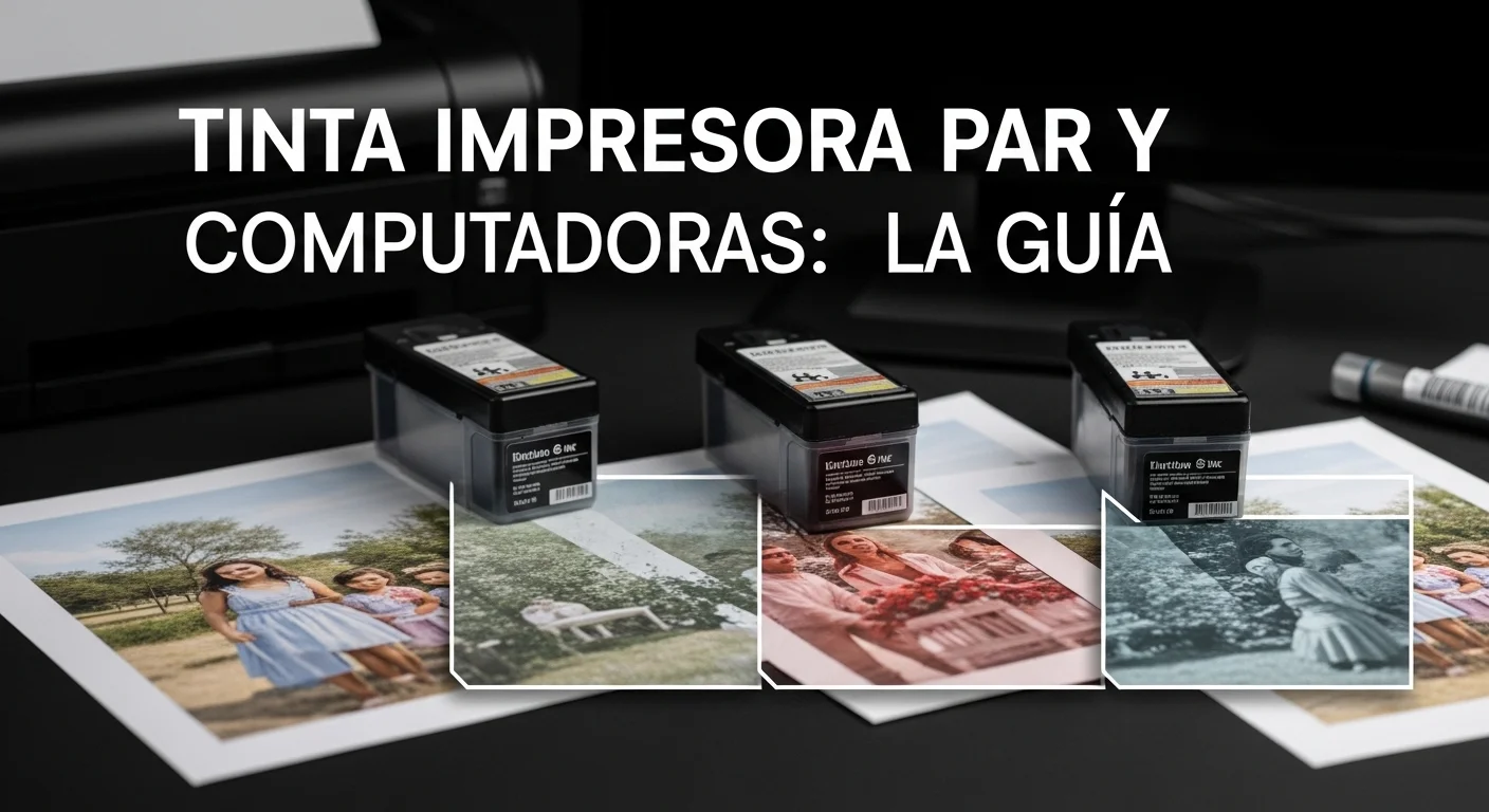 Una comparativa visual de diferentes tipos de tinta para impresora, mostrando la calidad de impresión en papel fotográfico.